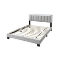 thumbnail image 3 of Pemberly Row Queen Size Bed LED Headboard Tufted Light Gray Wool Upholstery, 3 of 11