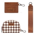 thumbnail image 5 of Wrangler KeyChain Wallet Wristlet Wallets for Women Dual Pouch Wristlet Rfid Blocking Credit Card Holder Wallet, Checkered-Brown, 5 of 8