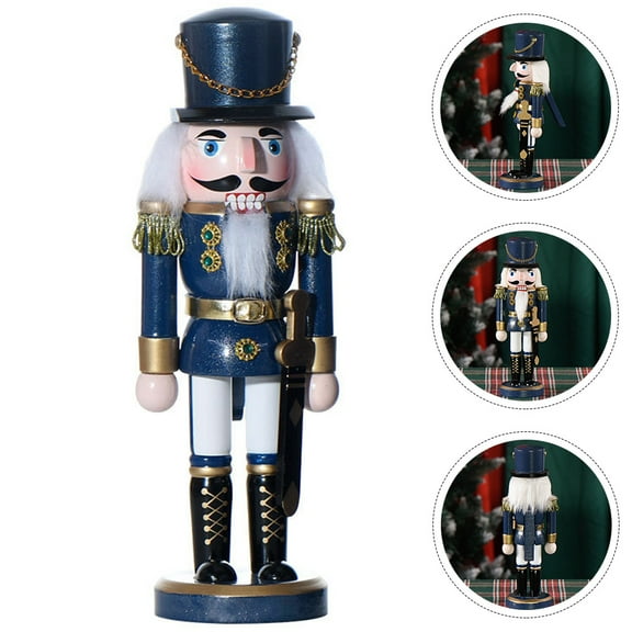 SWETRACE 1Set Nutcracker Figurine Blue Wooden Standing Figure for Christmas Gift