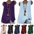 thumbnail image 4 of Kaprioy Womens Summer Tops Womens Summer Plus Size Tank Tops Fashion Solid Printing Crew Neck Sleeveless Cotton Linen T-shirts Casual Loose Baggy Tunic Blouse, 4 of 4