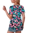 thumbnail image 4 of Amzcrzy Hauts pour Femmes Hauts d'Été pour Femmes T-shirt à Manches Courtes Imprimé Col Rond Printemps/été pour Femmes Hauts à Manches Courtes pour Femmes Hauts de Sortie pour Femmes, 4 of 6