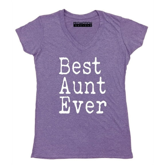 P&B Best Aunt Ever Women's V-neck, Heather Purple, XL