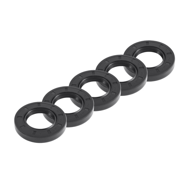 Unique Bargains Sello de Aceite Universal TC Doble Labio con Resorte de Acero Anillo de Sello de Eje Rotativo 35x62x10mm Alta Presión Caucho NBR Negro 5pcs