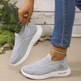 thumbnail image 6 of Domuza Women’s Slip On Knit Walking Sneakers, Breathable No-Lace Platform Orthopedic Casual Athletic Shoes Gray 7.5（EU-39）, 6 of 6
