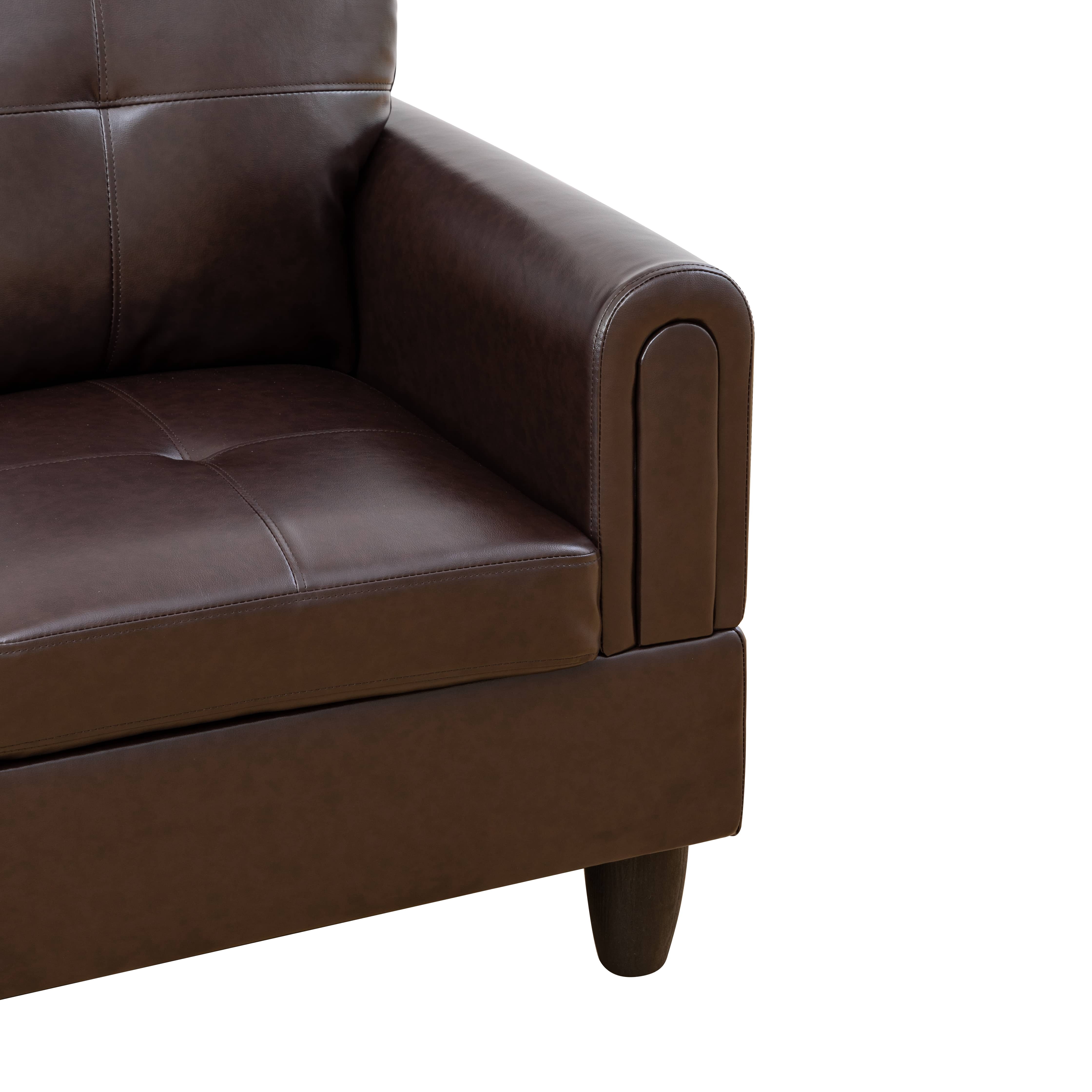 MAYEERTY 97" Modern 3-Piece Faux Leather Upholstery Sectional Couch for Living Room，Brown