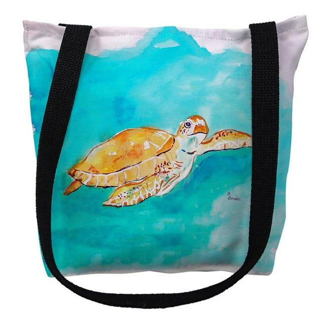 Betsy Drake TY156M 16 x 16 in. Brown Sea Turtle Tote Bag - Medium
