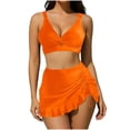thumbnail image 2 of Traje de baño de 2 piezas para mujer, trajes de baño para mujer, bikini de cintura alta con escote en V y cordón ajustable, conjunto de traje de baño dividido para mujer, 2 of 9