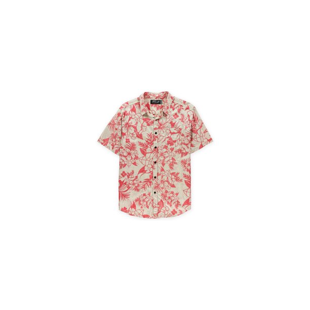 Retrofit Camisa hawaiana con botones para hombre, rojo, grande Retrofit Botones al frente