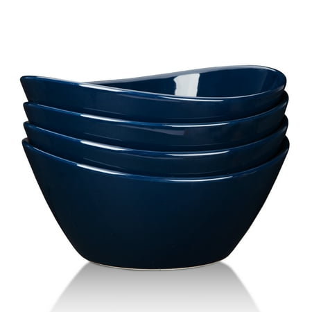 

Sangdo 42 ounce Porcelain Bowls Set 4pcs 8 Large Salad Pasta Serving Bowls Microwave and Dishwasher Safe Dark Blue