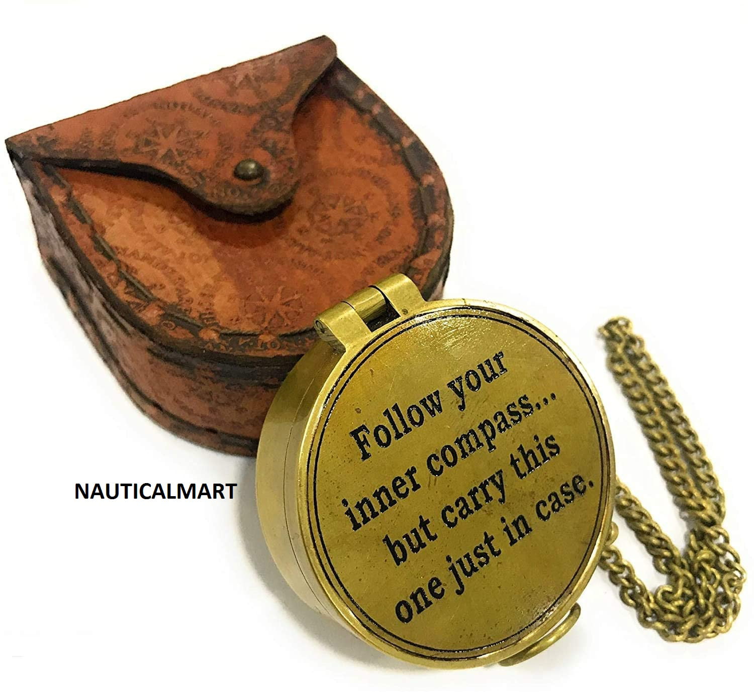 Famous QuoteFollow Your Inner Compass.Compass with case 
