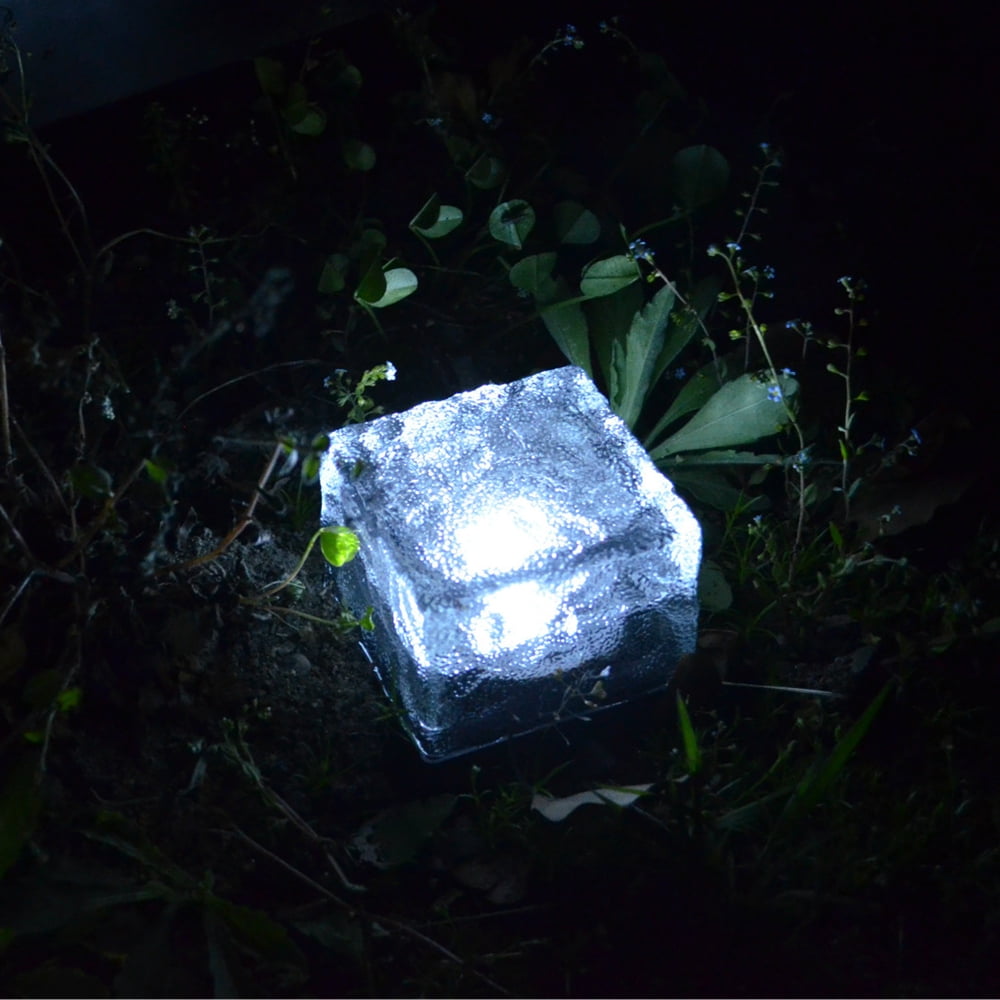 Details about   Solar Powered LED ICE Cube Landscape Pathway Brick Lights Garden Glass Outdoor 