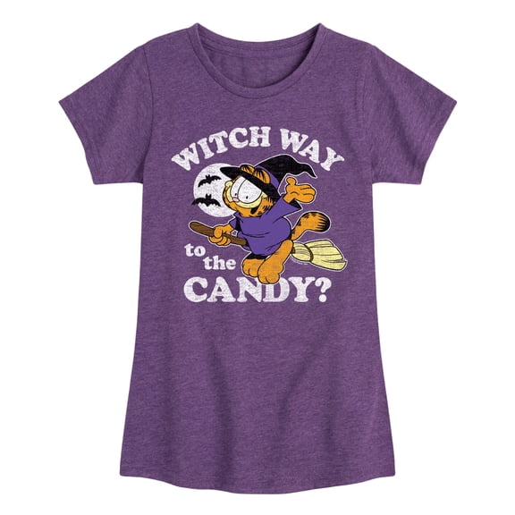 Garfield - Witch Way To The Candy - Toddler And Youth Girls Short Sleeve Graphic T-Shirt