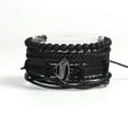 thumbnail image 2 of EOEMY Black Men'S Braided Leather Stainless Steel Cuff Bangle Bracelet Wristband-Superman, 2 of 5
