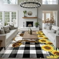 thumbnail image 4 of 8x10 Area Rugs for Living Room, Farmhouse Cow Non Slip Area Rugs for Kitchen Bedroom Entryway, Vintage Country Sunflower Black Buffalo Plaid Washable Carpet Runner Rug Floor Mats for Bedroom, 4 of 9