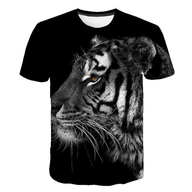 Camiseta de tigre para niños, camisetas geniales de animales para niños y niñas, camisetas de dibujos animados para niños y bebés, ropa 14T Gao Jinjia LED