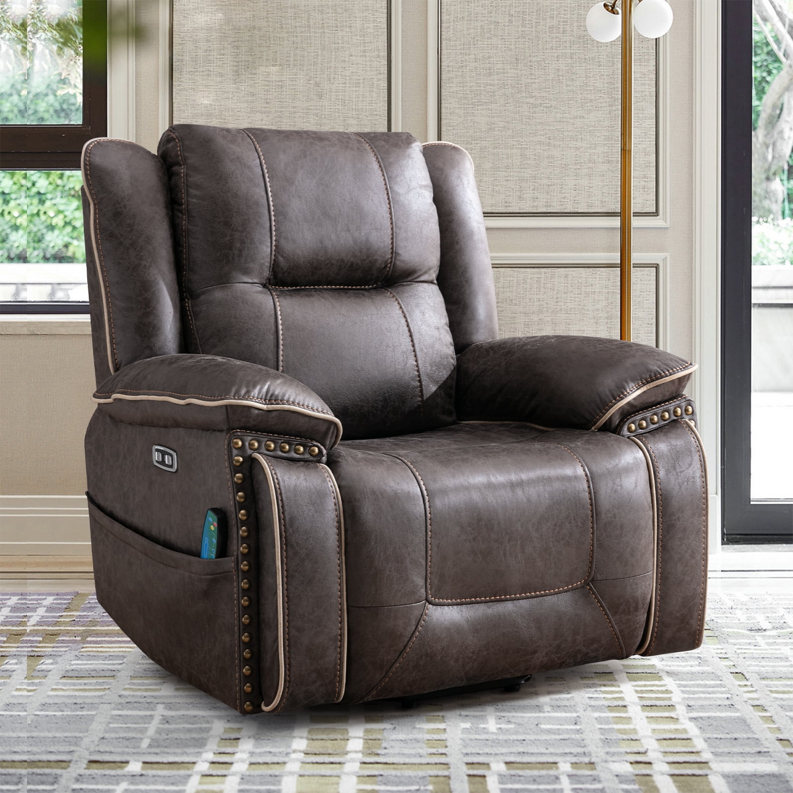 Bonzy Home Power Lift Chair Recliner Suede Fabric Electric Massage Recliner with Cup Holders