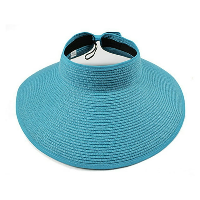 Chapeaux Visière de Soleil pour Femmes à Grand Bord, Queue de Cheval Roulée, Chapeau d'Été pour la Plage, UPF, Pliable et Compact, Voyage