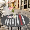 thumbnail image 6 of American Flag Round Tablecloth for 45-54 Inch Tables, Fitted Table Cover with Elastic Edge, Retro US Flag Baseball Stars Gray Waterproof Outdoor Table Cloth Protector for Patio Garden Dinner Picnic, 6 of 9