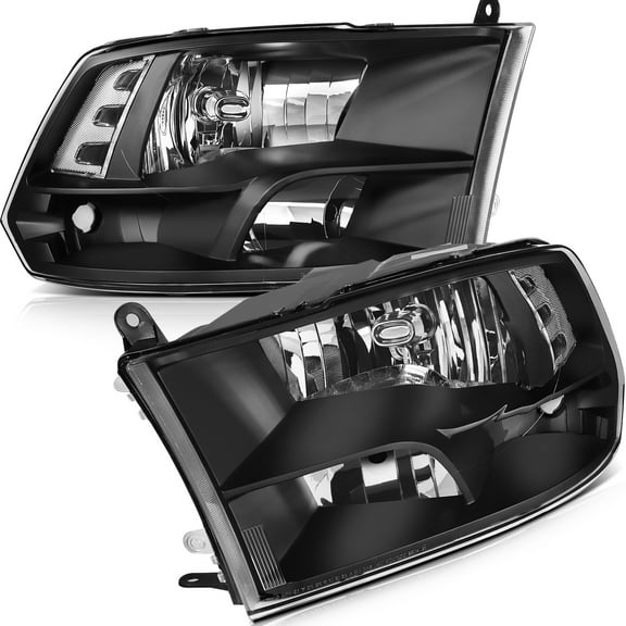CCIYU Headlights Assembly 68001485AI 68001484AI Black Housing Clear Reflector Clear Lens Headlamps For Dodge Ram 1500 2009-2010 For Dodge Ram 2500 2010 For Dodge Ram 3500 2010