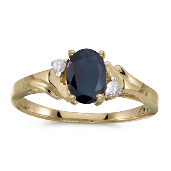 14k Yellow Gold Oval Sapphire And Diamond Ring
