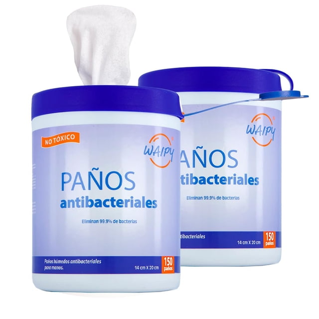 Waipy Pack de Toallas Humedas Antibacteriales | 300 Toallitas Humedas Desechables para Limpieza y Desinfección de Manos