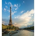 thumbnail image 3 of Eiffel Tower Duvet Cover Set, Sunset over Eiffel Tower and Seine River Paris France Nature Scene, Decorative 3 Piece Bedding Set with 2 Pillow Shams, Calking Size, Yellow Green Blue, by Ambesonne, 3 of 3