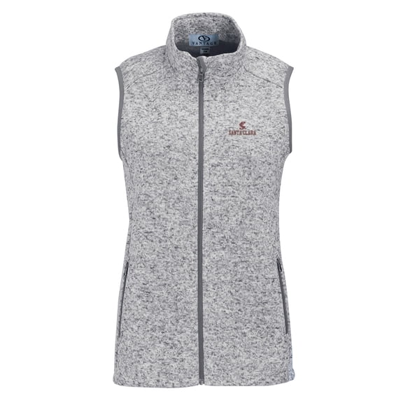 Women's Heather Gray Santa Clara Broncos Summit Fleece Full Zip Sweater Vest