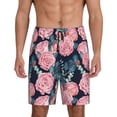 thumbnail image 2 of Picia Rose Flowers Pajama Shorts for Men, Men's Pajama Bottoms, Sleepwear,Short Pajama Pants-Small, 2 of 9