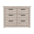 thumbnail image 2 of Knubmt 6 Drawer Dresser with Metal Hardware, Wood Storage Cabinet for Living Room, Bedroom, Office, Gray, 2 of 7