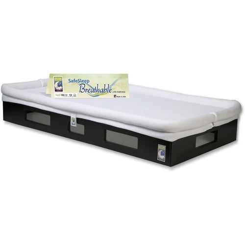 Safesleep Breathable Crib Mattress Espresso Base White Surface