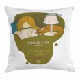 thumbnail image 1 of Book Throw Pillow Cushion Cover, Girl and Cat Sleeping on Book Cartoon Illustration with Quote Books Give You Dreams, Decorative Square Accent Pillow Case, 24 X 24 Inches, Multicolor, by Ambesonne, 1 of 2