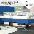 thumbnail image 6 of Costway Twin Size Upholstered Platform Bed with Button Tufted Wingback Headboard Blue, 6 of 10