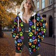 thumbnail image 5 of Garronmavis Colorful Dog Paw Women Sweatshirt Oversized Long Sleeve Lightweight Casual Womens Oversized Zip Up Sweatshirt Warm Soft Fall Sweaters Hoodies Zip Up Shirts Clothes, 5 of 7