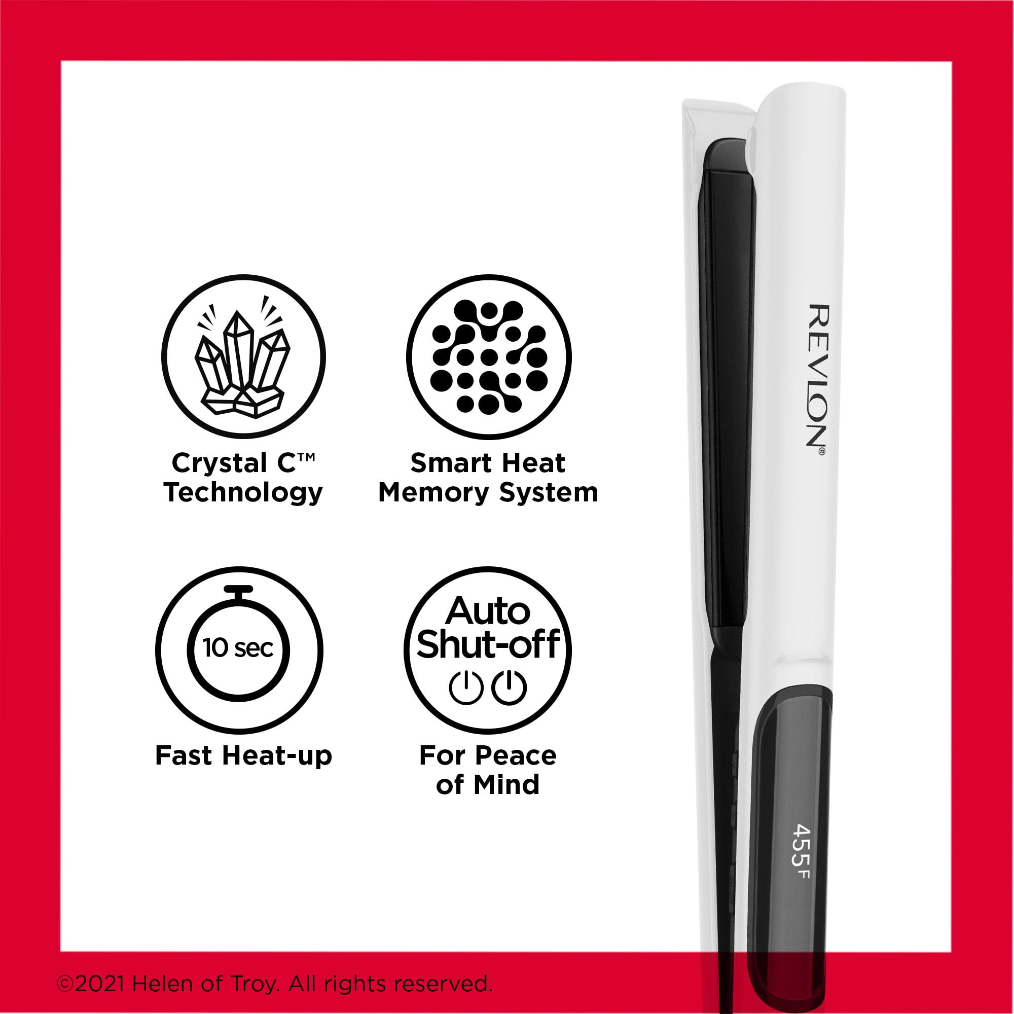 Revlon Crystal C + Ceramic 1" Digital Hair Flat Iron, White