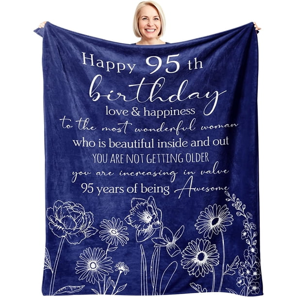 LHSHID 95th Birthday Gifts for Women 95th Birthday Decorations Blanket 95 Year Old Present Ideas Happy Birthday Gifts for Mom/Wife/Grandma/Friends Turning 95 Gift Throw Blanket 40"x50"