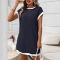 thumbnail image 6 of Bxsruta Women's Casual Short Sleeve Round Neck Pocket Dress in Lightweight Soft Polyester, Solid Color for Summer, 6 of 8
