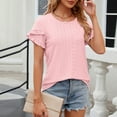 thumbnail image 5 of lulshou Women's Fashion Short Sleeve Casual T Shirts Ruffle Plain Round Neck shirt Summer Casual Loose Solid Color Basic Tunic Tshirt, 5 of 8
