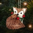 thumbnail image 4 of Woodland Animal Christmas Ornaments, Forest Animal Acorn Ornaments, Sisal Fox Christmas Hanging Ornament, Rustic Farmhouse Animal Figurine With Pinecone & Red Berry Accent For Christmas Tree Decor, 4 of 4