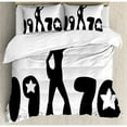 thumbnail image 3 of 70s Party Duvet Cover Set Twin Size, Retro Seventies Woman Silhouette with Stars Dancing Fashion Youth Design, Decorative 2 Piece Bedding Set with 1 Pillow Sham, Black and White, by Ambesonne, 3 of 3