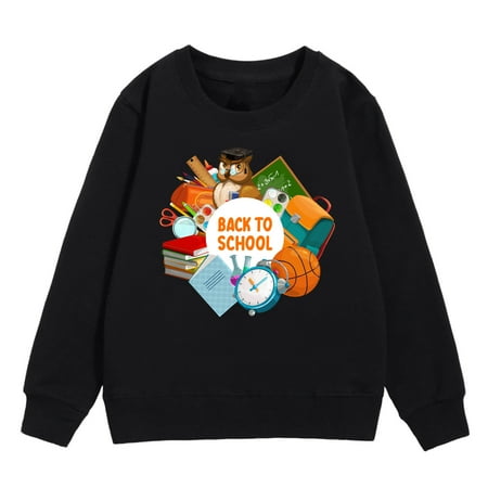 

KTMKH Girls Boys Oversized Sweatshirt Back To School Season Girls Sweatshirt Winter Fashion Long Sleeve Warm Top Cartoon Pattern Campus Casual Wear for 11-12 Years