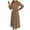 Khaki Dress for Women, variant on Women's Long Sleeve Floor-Length Dress Belted Waist Detail A-Line Breathable Material For Formal Occasions And Evening Events Khaki L