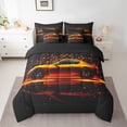 thumbnail image 2 of YST Kids Racing Car Comforter Set With Sheets For Boys Queen Neon Honeycomb Race Car Bedding Set Extreme Sports Games 7 Piece Bed In A Bag Geometric Beehive Sports Car Bed Set Gold Orange, 2 of 5