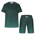 thumbnail image 5 of UVEASISHA 2 Piece Outfits for Men Gradient Print Tshirt Drawstring Sweatpant Big and Tall Summer Outfits Green M, 5 of 5