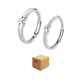 thumbnail image 1 of 2 Anillos Promesa para Parejas Compromiso Color Ajustable Corazón Medio Lab.G Plateado, 1 of 5