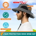 thumbnail image 3 of SUN CUBE Wide Brim Sun Hat for Men & Women, UPF 50+ UV Protection, Breathable Mesh Boonie Hat with Adjustable Chin Strap, Packable Fishing Hiking Safari Hat, Grey, 3 of 7
