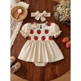 thumbnail image 2 of Gubotare Dress for Baby Girl Baby Girl Romper Dress Outfit Sleeve Rompers with Headband 0 3 6 9 12 18 24 Months (Beige,0-3 Months), 2 of 9
