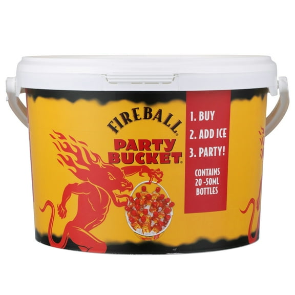 Fireball Cinnamon Whiskey Party Bucket, 50ml Bottles, 20 Count, 21% Alcohol