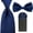 Dark Blue, variant on Men Solid Satin Bowtie 8cm Necktie Ties Pre-Folded Puff Pocket Square Hanky Set