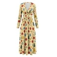 thumbnail image 5 of FKELYI Christmas Flower Tree Bell Print Long Sleeve Maxi Dress for Women V-Neck Soft Casual Dress Flowy A-Line Dresses with Side Pockets for Party Wedding, M, 5 of 6