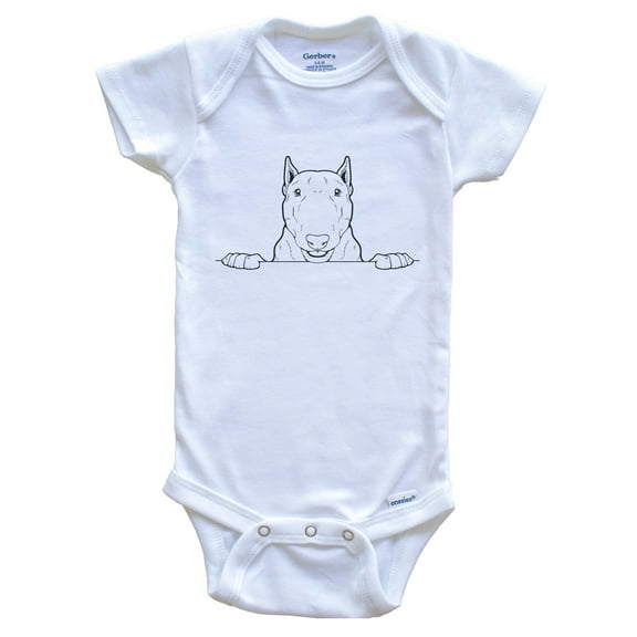 Bull Terrier Dog Breed Drawing Cute Baby Bodysuit, 0-3 months white